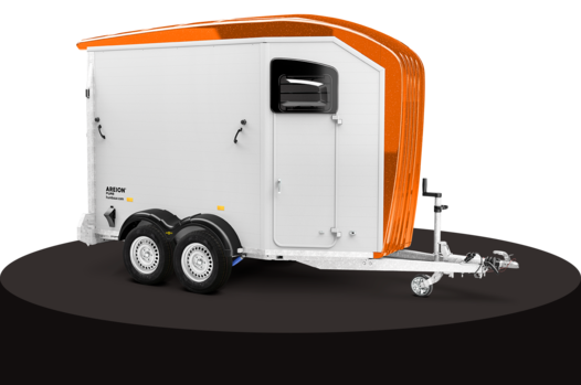 Humbaur Areion Pure side view with orange-coloured poly add-on parts | © Humbaur GmbH